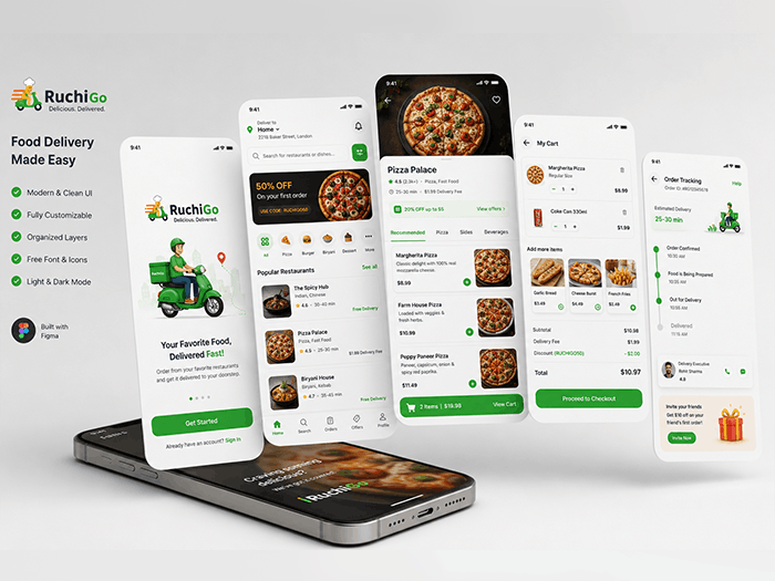 RuchiGo mobile app UI/UX design by Kerala-based designer